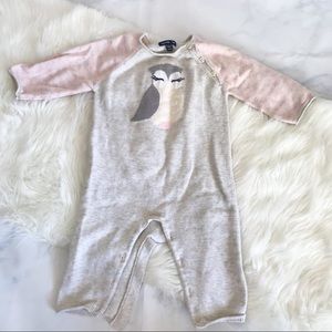 Baby Gap Knit Long Sleeve Onesie Sleeper Owl